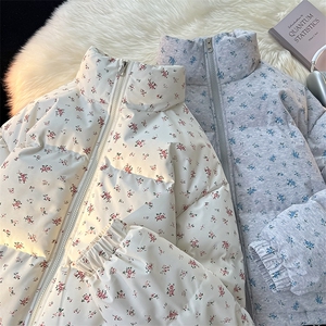 数据款！短款加厚棉服冬季碎花面料情侣立领棉衣 CM98902-P78特图片