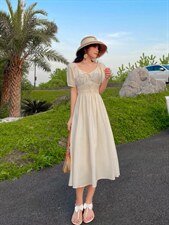 夏季清新连衣裙净色，女装连衣裙，安玖拉