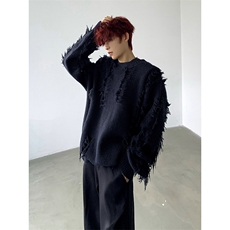 宽松韩版剪裁设计感毛衣时尚随性舒适不规则毛衣HY832TP55控89，男装针织衫/毛衣，电商A102B