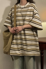 中性风条纹短袖T恤男大码M-5XL立体口袋设计短袖T恤DT8768P40控59，男装T恤，星座227-7