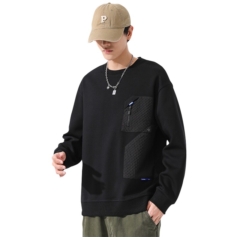 M-8XL秋季大码胖男生时尚休闲拼接圆领卫衣男79,男装卫衣,星座209