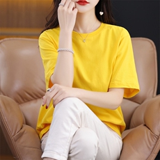丝光纯棉短袖t恤女夏装2025年新款潮牌潮流上衣服，女装T恤，赛冬羊绒