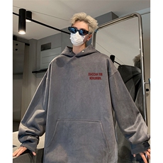 抖音得物供货提供视频秋冬重磅美式麂皮绒连帽卫衣JLM29，男装卫衣，电商A486