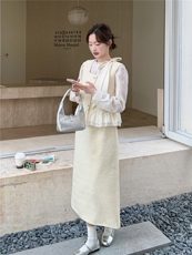 -2026年春季新款法式千金感蕾丝裙摆马甲半身裙三件套，女装套装/套裙，1D102-1