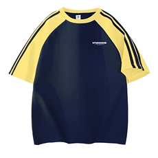 藏青拼黄袖