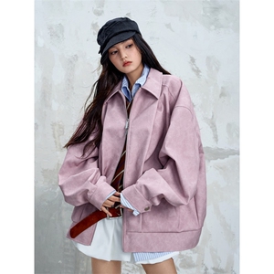 网络图慎用!图片只做展示仿鳄鱼皮美式大码粉色皮衣男JK78118P95图片