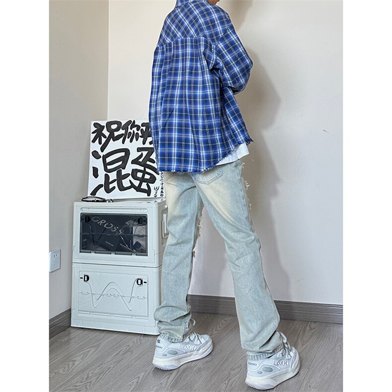 美式高街小众夏季破洞牛仔裤货号K726P60图片