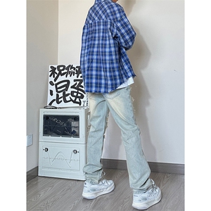 美式高街小众夏季破洞牛仔裤货号K726P60图片