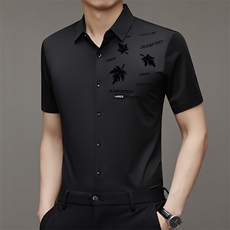 爸爸夏装短袖衬衫商务休闲男士上衣服夏季薄款衬衣夏天中年人男装，男装衬衫，电商B212（原钱塘6029）