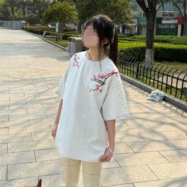 万针全刺绣工艺抖音得物高品质260克重磅纯棉双纱美式高街短袖T恤,男装T恤,电商A486