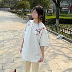 万针全刺绣工艺抖音得物高品质260克重磅纯棉双纱美式高街短袖T恤，男装T恤，电商A486