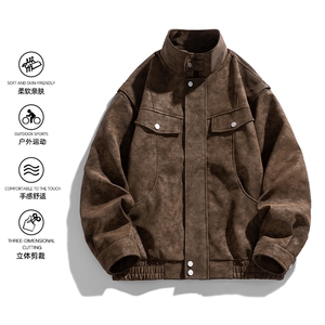2025秋季新款现货绒感雾花皮衣男立领夹克外套DSA157B-J2559-P95图片
