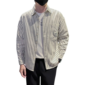 新款2025秋冬男士休闲长袖衬衫小伙主推内搭条纹衬衣C817P58控88图片