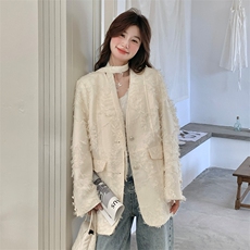 春装新款米白色西装外套2C317A-8507-P140-K198，女装西装，2C317A