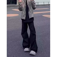 褶皱堆积感伞兵裤男春秋季美式复古高街oversize港风帅气休闲裤子，男装西裤，星座1116A（原606A-3）