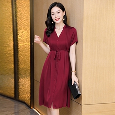 杭州重磅真丝连衣裙女夏季2026新款v领大码显瘦高端真丝连衣裙，女装连衣裙，阿舍尔精品