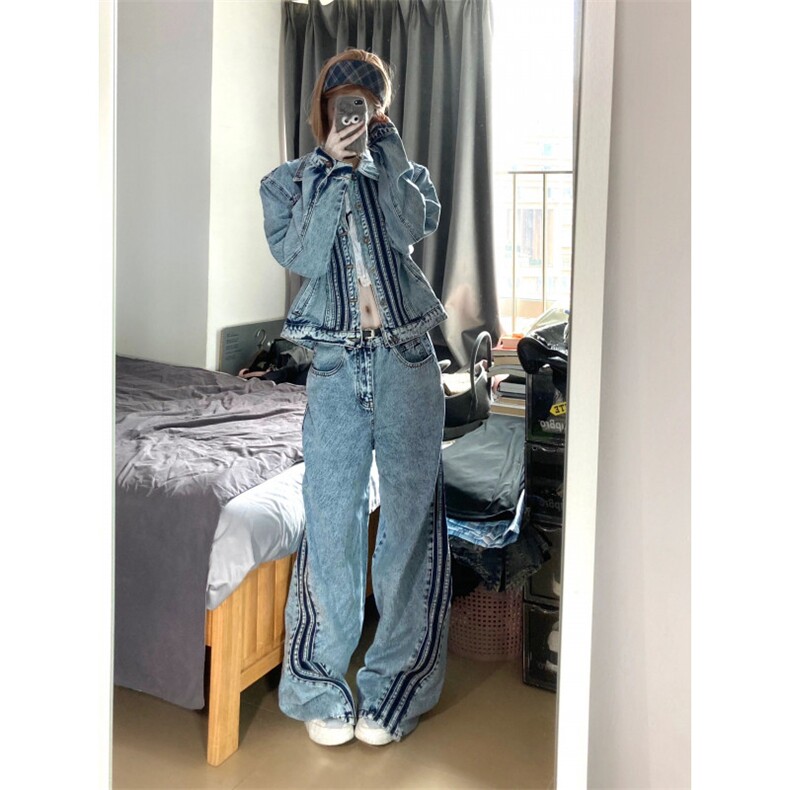【有货】美式复古垫肩牛仔外套男款潮牌条纹夹克J7009CC-特P70,男装夹克,星座1007（原301D）