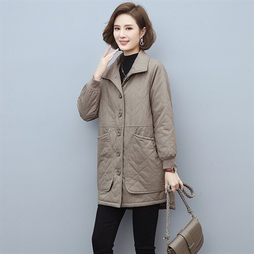 2023冬季新款中长款休闲棉袄外套保暖舒适棉服外套,女装棉衣/棉服,独衣靓