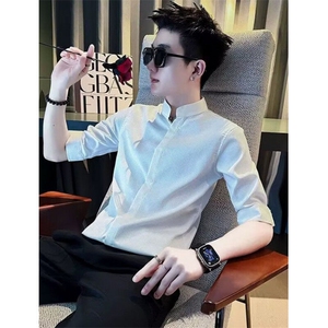 夏季男士短袖冰丝衬衫高级感上衣潮流时尚流行简约新款 C2065图片