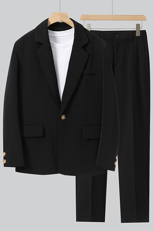 秋季新款男士休闲港风宽松西服套装衣服+裤子整套西装XZ810-P150,男装西服套装,星座505-3
