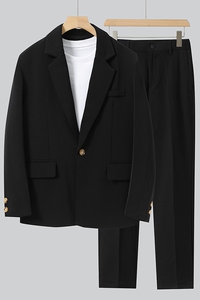 秋季新款男士休闲港风宽松西服套装衣服+裤子整套西装 XZ810-P150图片