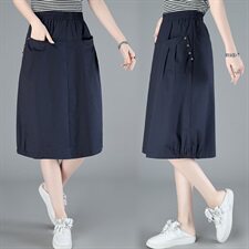 2023春秋季半身裙纯色中长款百搭舒适，女装半身裙，玛其路