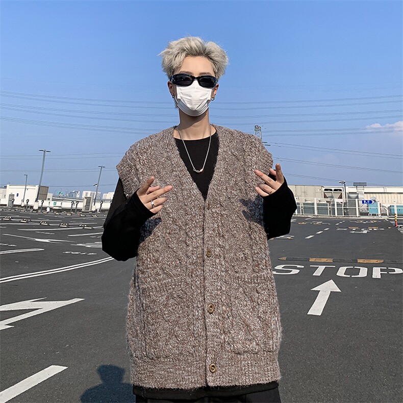 2024新款高街英伦马甲毛衣百搭开衫针织背心复古男现货W8352-P58,男装背心/马甲,星座512-4