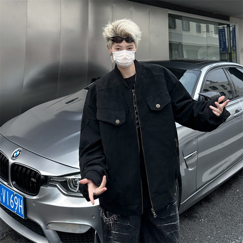美式复古工装夹克男女春秋做旧宽松休闲情侣短款外套上衣,男装夹克,星座410-6（原星座1304-1）