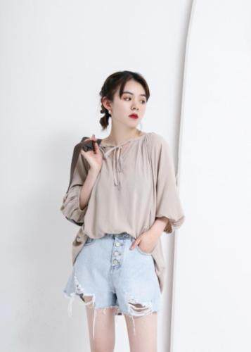 丝绵衬衣，女装，E·呀