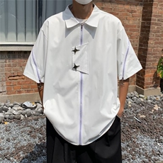 夏季潮五分袖男百搭新款时尚青春流行标准潮流文艺日常衬衫，男装衬衫，星座716-2