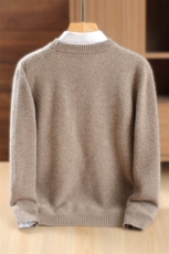 高品质软糯100羊毛衫男加厚圆领毛衣中年男士针织打底保暖秋冬，男装羊毛衫，鹿一羊绒