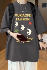 量大优可提供视频2024夏季新美式短袖T恤D223A-T24171-P18，男装T恤，电商019-1