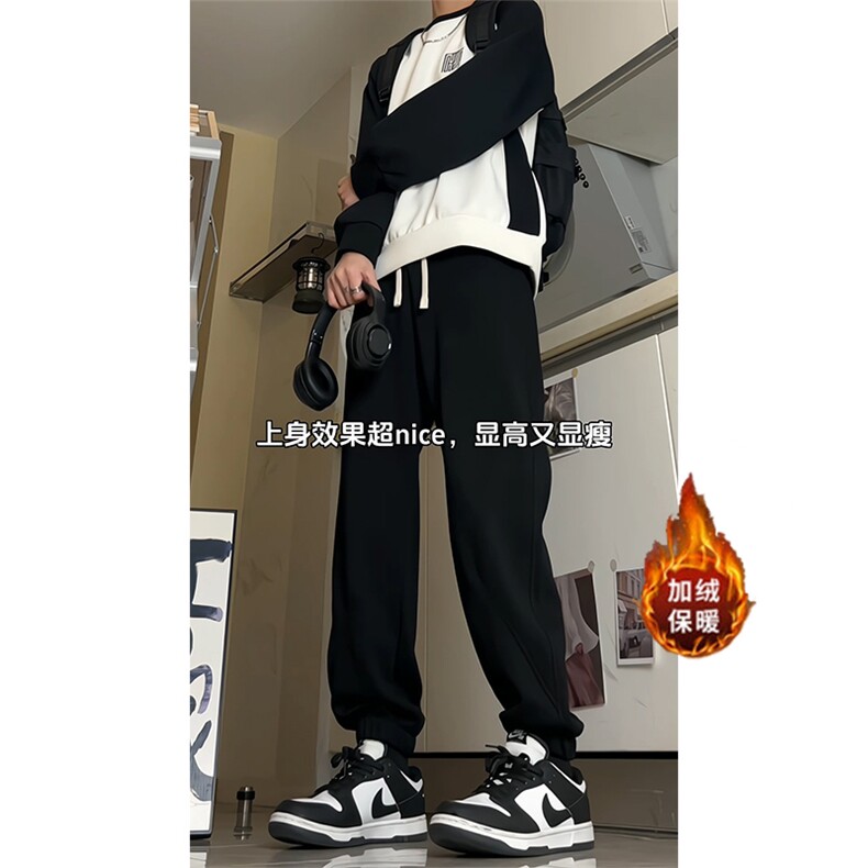 加绒加厚运动裤束脚卫裤M-4XLK823-1特P43加绒K823特P49,男装休闲裤,电商A309