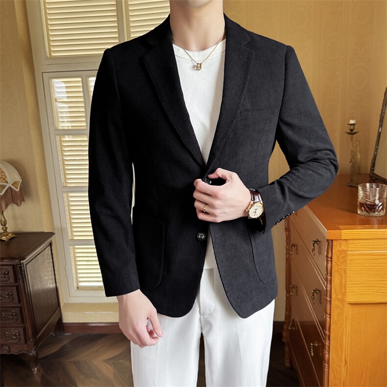 26做货-男士灯芯绒休闲西装修身韩版西服外套上衣DX6948P165，男装西服套装，电商D216