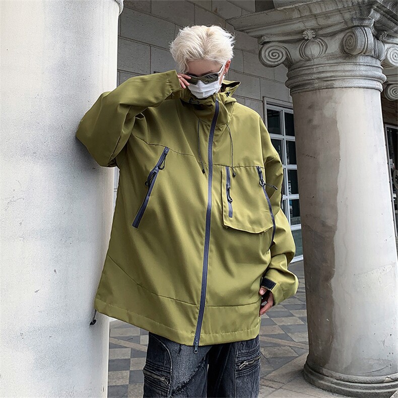 秋装拉链高街美式连帽夹克机能飞行服外套冲锋衣JK08532-P63图片