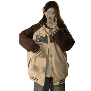 小熊学院风棒球服外套少女冬装2025新款学生宽松加厚棉衣C473-100图片