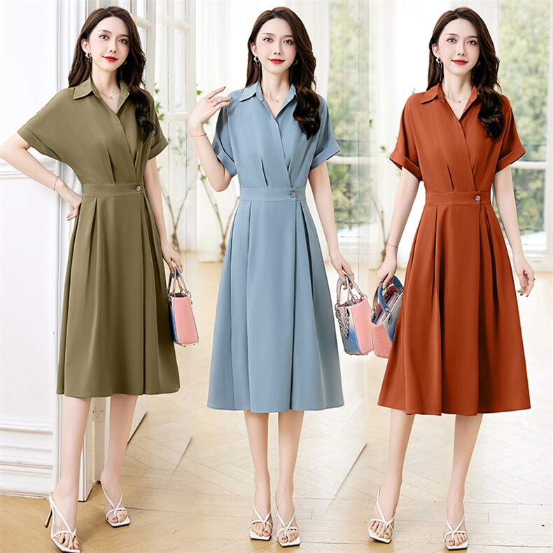 2023年夏季新款时尚气质优雅中长款显瘦连衣裙，女装连衣裙，鑫鑫美