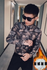 312A-835-P602025春夏社会精神小伙修身时尚衬衣长袖男衬衫B，男装衬衫，星座312A-5