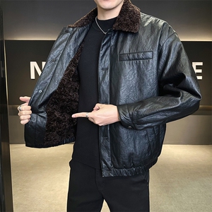 皮毛一体加绒加厚皮衣外套男士泰迪毛棉衣 802-P215(控券后298)图片