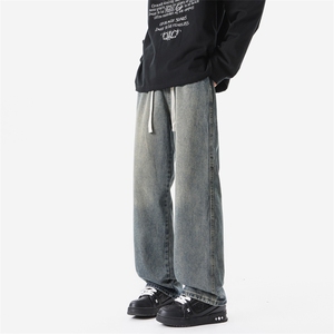 8XL-M牛仔裤美式潮牌复古水洗做旧特大码直筒宽松长裤NZ9009/P58图片