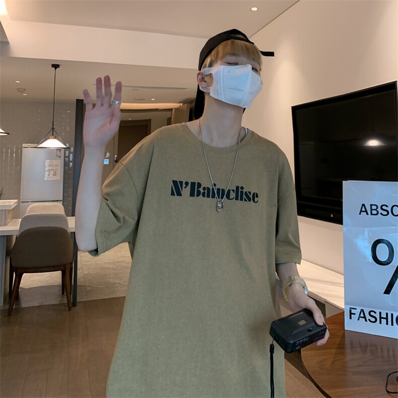 2025夏款雪花棉字母短袖休闲T恤圆领宽松上衣潮流男618A-003-P50，男装T恤，星座914-4