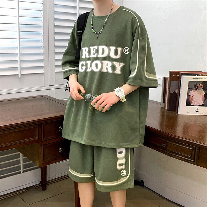 XTYDF夏上新创意印花半袖套装潮休闲短袖T恤男女7809-P75控价108,男装T恤,电商A441-1