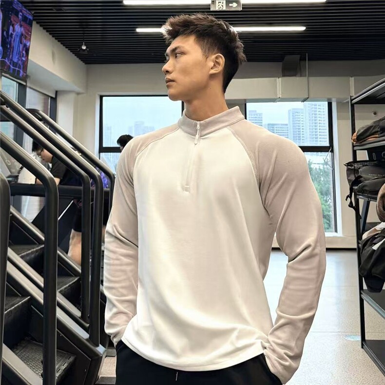 【网图慎用】TX02德绒打底衫运动保暖撞色拉链T恤，男装T恤，电商A466