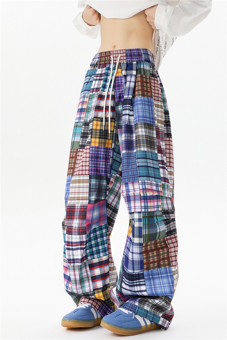 8XL-M美式废土风拼接裤痞帅阔腿裤嘻哈宽松休闲裤男K9125P58控78,男装休闲裤,电商D206-1
