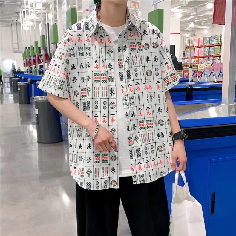 短袖衬衫春款男港风潮流S26P28,男装衬衫,星座1116-2