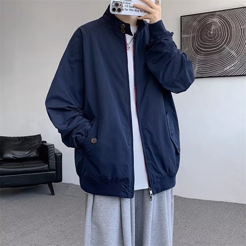 美式时尚夹克复古休闲工装春秋男士外套卡其立领机车防风冲锋衣潮,男装夹克,星座1210-1