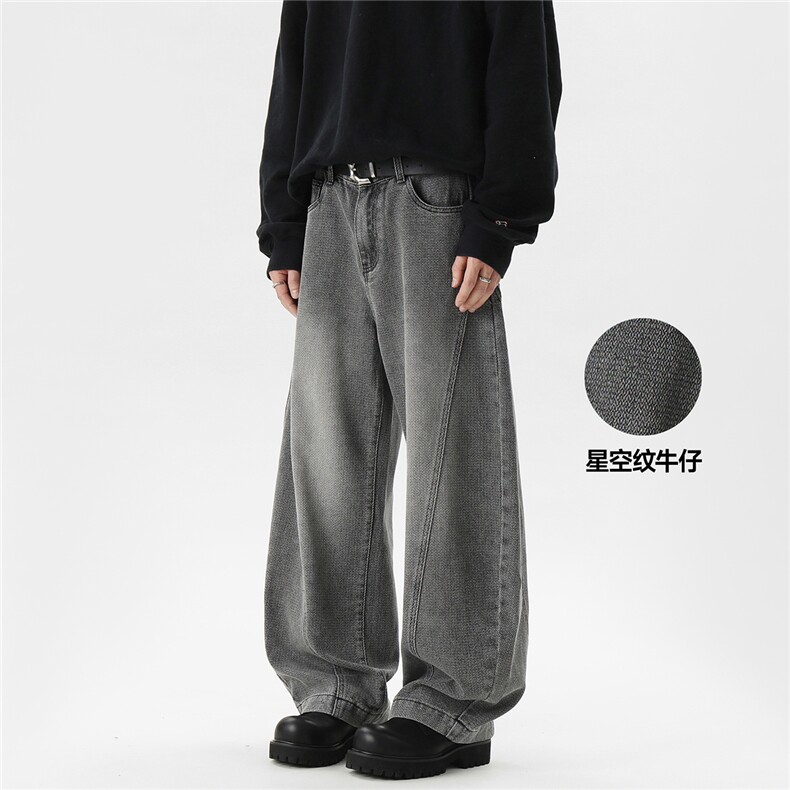 C315-WD912现货弯刀牛仔裤星空纹拼接软牛仔(P55X79)2,男装牛仔裤,电商C315