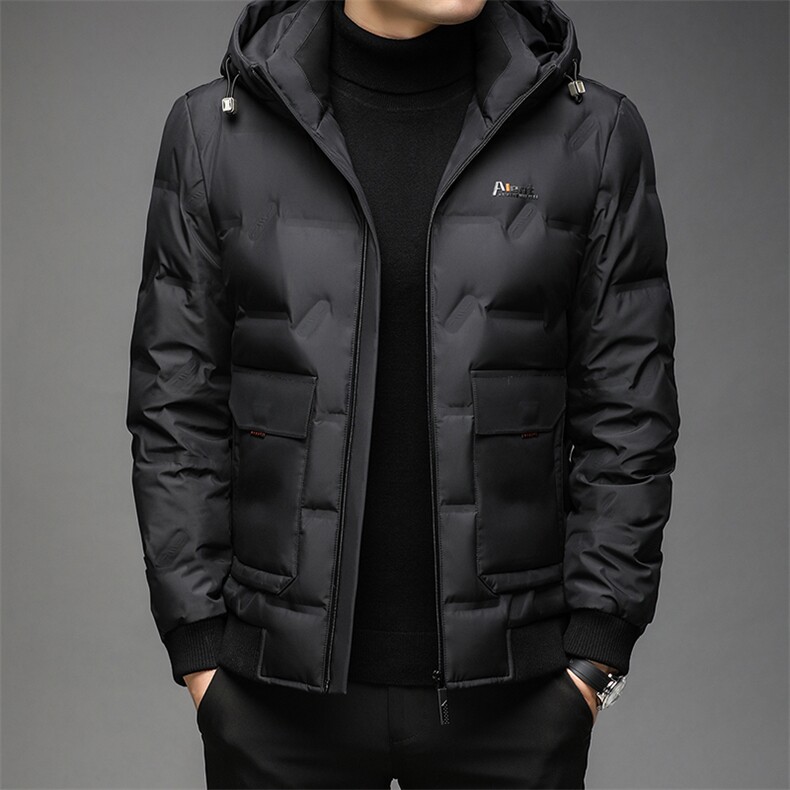 中老年白鸭绒羽绒服中长款保暖爸爸装冬季中年外套QLMF1785-P305,男装羽绒服,电商B212（原钱塘6029）