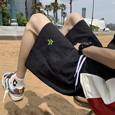 夏季新款美式短裤男潮牌薄款宽松运动休闲五分裤子D0181-P23，男装牛仔裤，星座308B-2