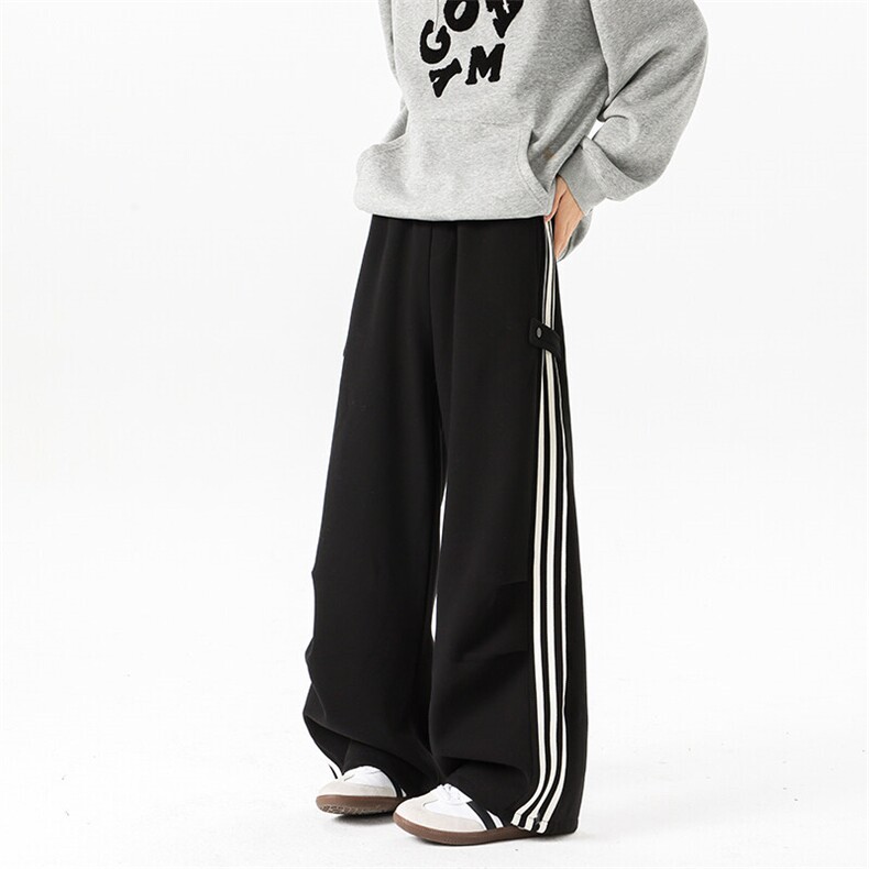 8XL-M奥粒绒加绒休闲裤男三条杠条纹运动裤宽松卫裤K9121P58控78,男装休闲裤,电商D206-1